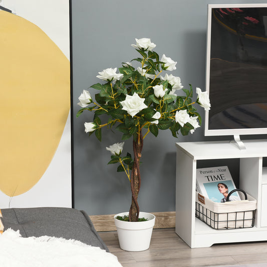 Artificial White Rose Plant – Indoor Home Decor