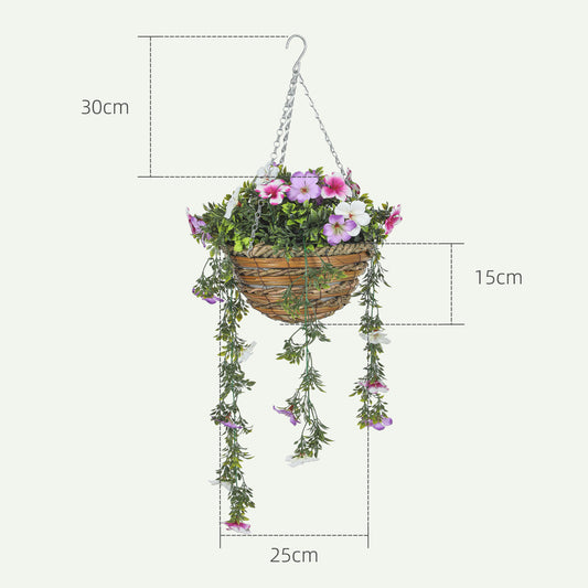 Set of 2 artificial azalea hanging plants for indoor or outdoor décor.