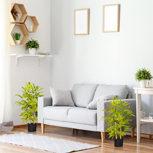 2-PC Artificial Bamboo Plants in Pots – Desk & Home Decor, Green