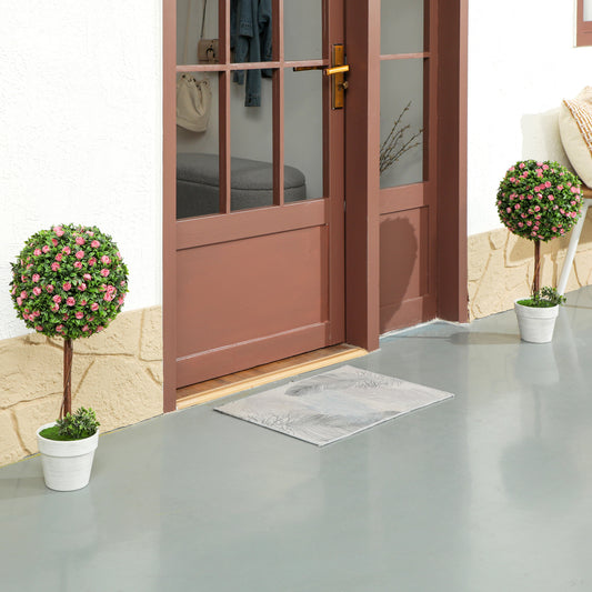2 Artificial Flowered Boxwood Plants