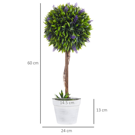 2 Artificial Flowered Boxwood Plants
