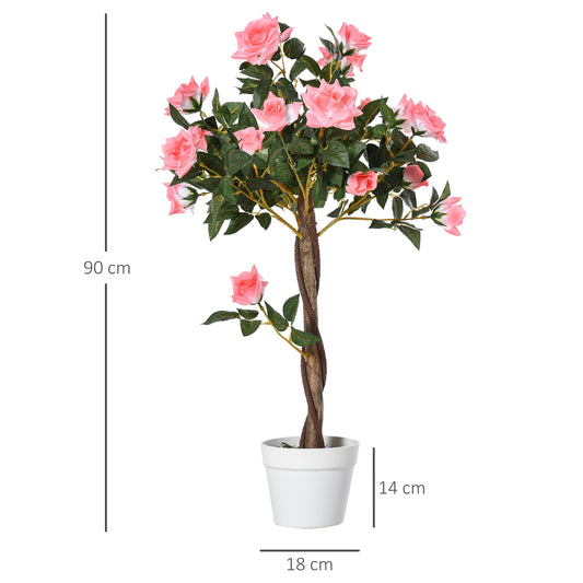 Artificial Pink Rose Plant – Indoor Home Decor