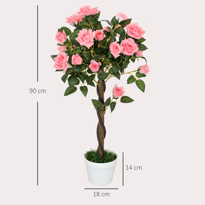 2 Artificial Rose Trees, Pink