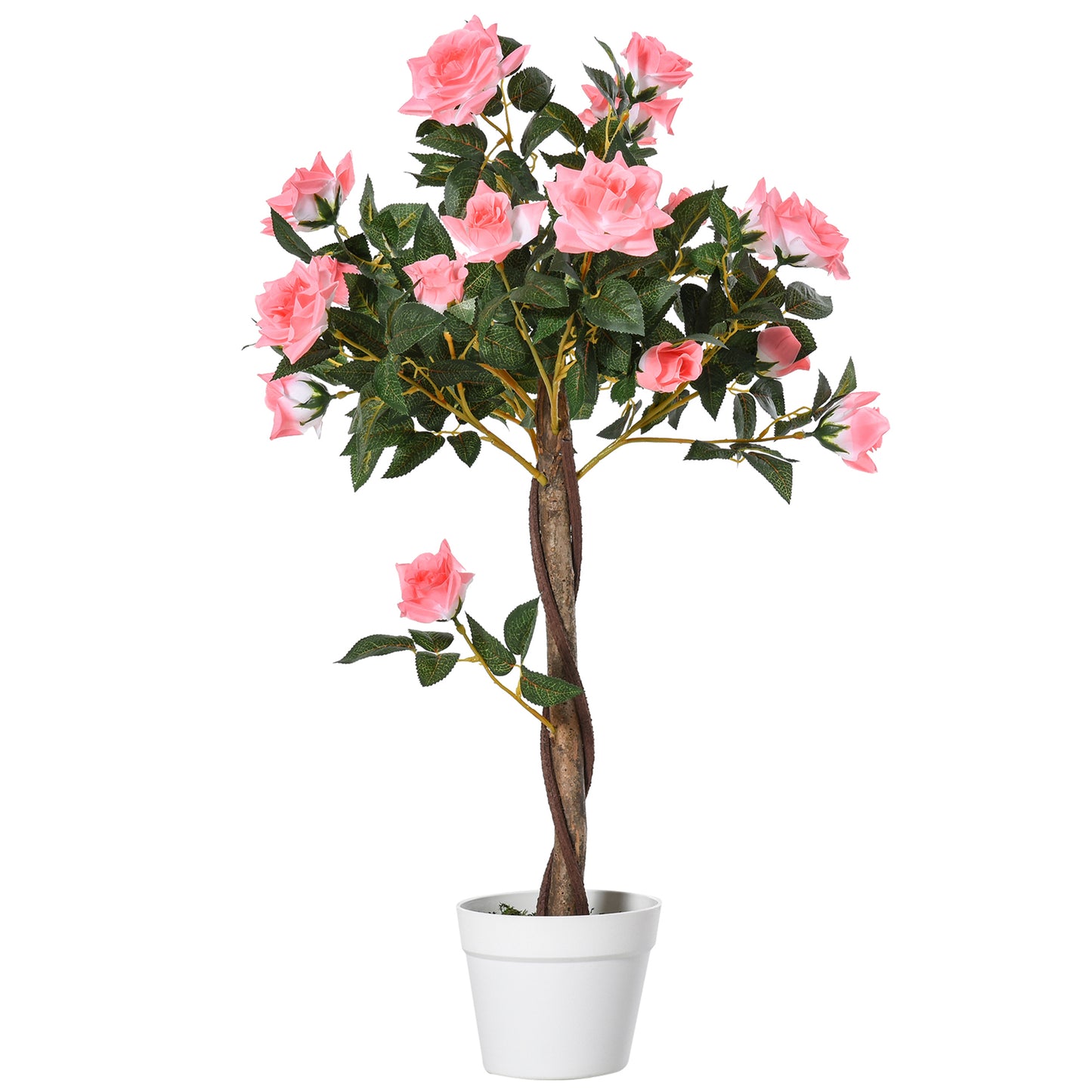 Artificial Pink Rose Plant – Indoor Home Decor