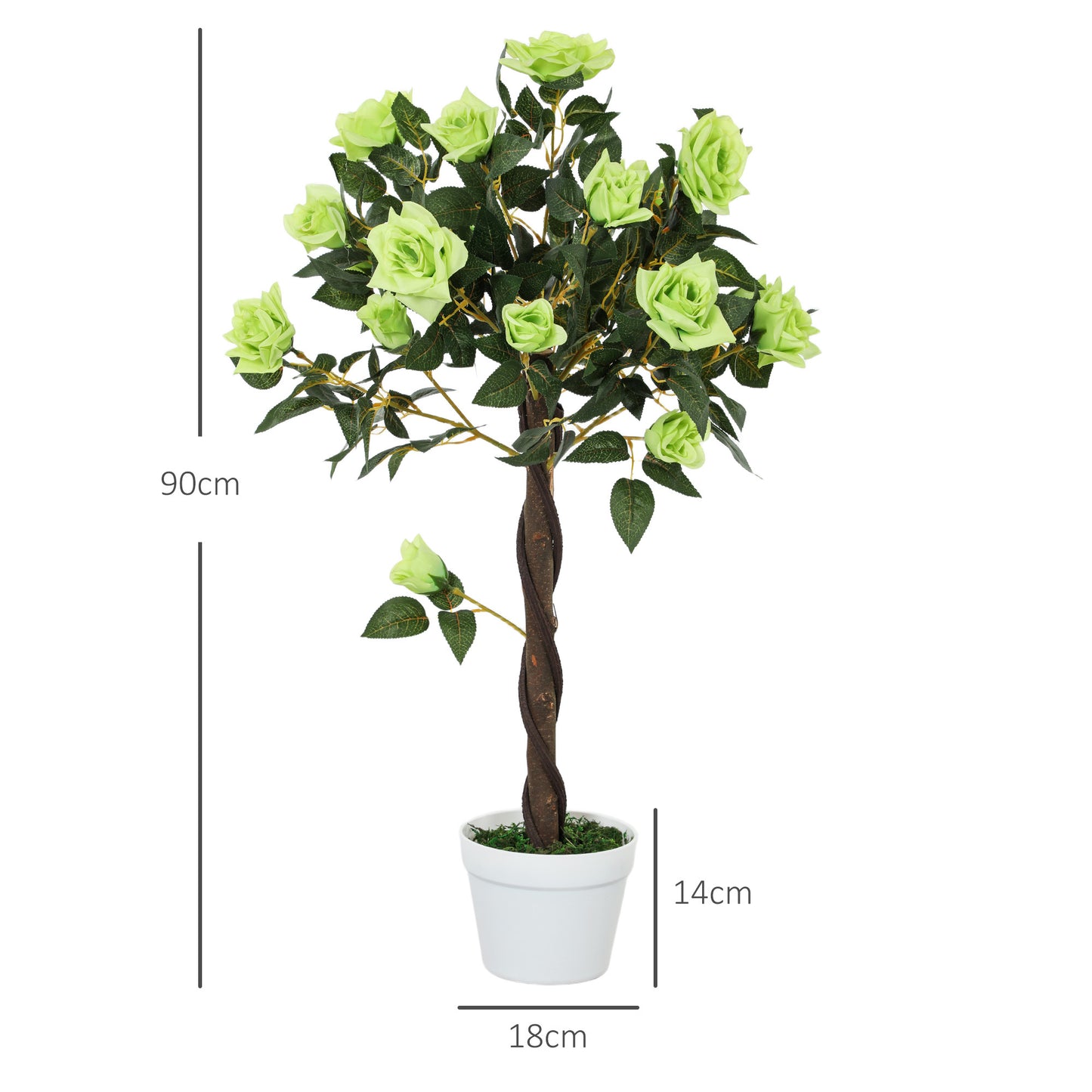 Set Of Two Artificial Rose Plants - Indoor Home Decor, Green