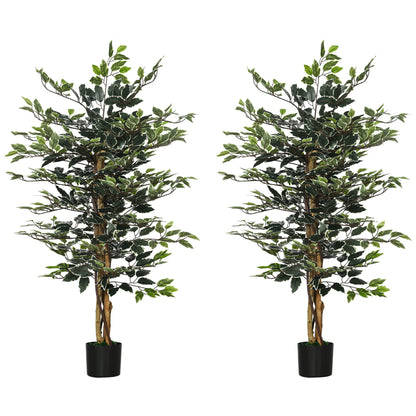 Set Of Two Artificial Ficus Trees