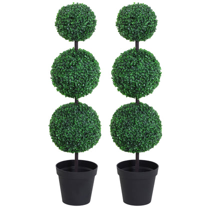 Artificial Boxwood Triple Ball Topiary in Pots – Fake Decor