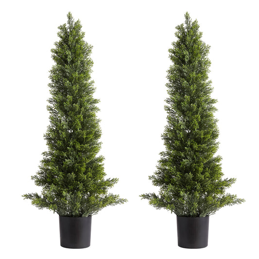 2 Artificial Topiary Cedar Trees