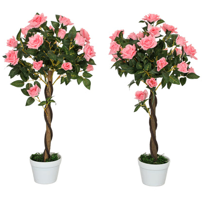 2 Artificial Rose Trees, Pink