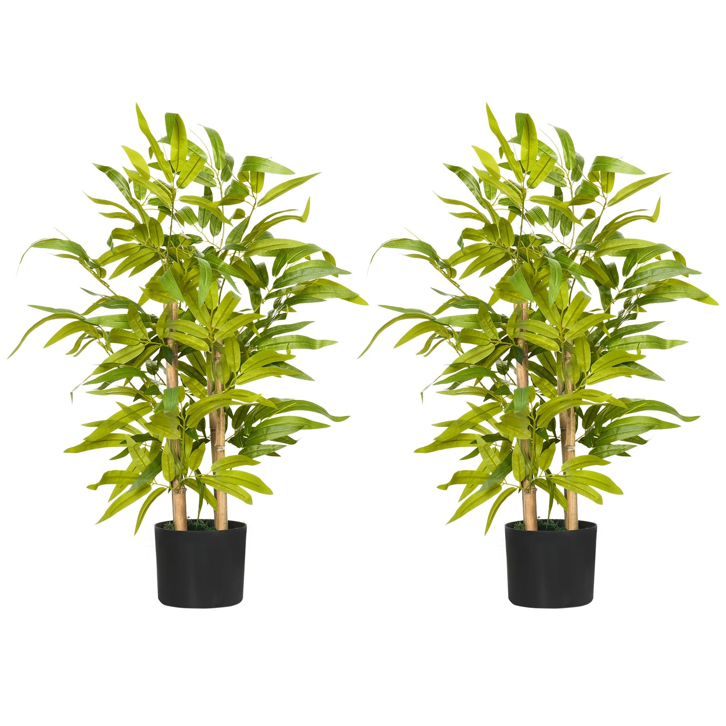 2-PC Artificial Bamboo Plants in Pots – Desk & Home Decor, Green