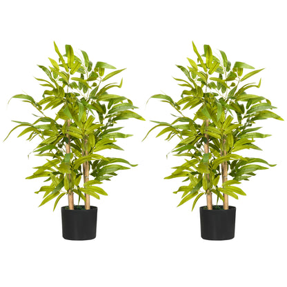 2-PC Artificial Bamboo Plants in Pots – Desk & Home Decor, Green