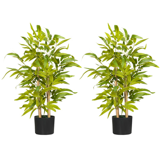 2-PC Artificial Bamboo Plants in Pots – Desk & Home Decor, Green