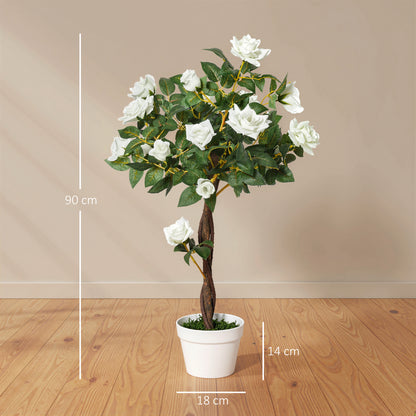 Artificial White Rose Plant  – Indoor Home Decor