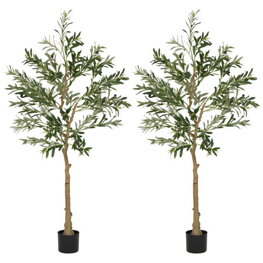 Set Of Two Silk Leaf Artificial Olive Trees