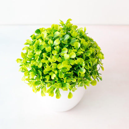 Mini Artificial Bonsai Plant with Plastic Pot – Cute Home Decor, Fake Flowers